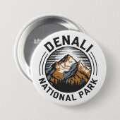 Badge Rond 7,6 Cm Le Parc national de Denali (Devant & derrière)