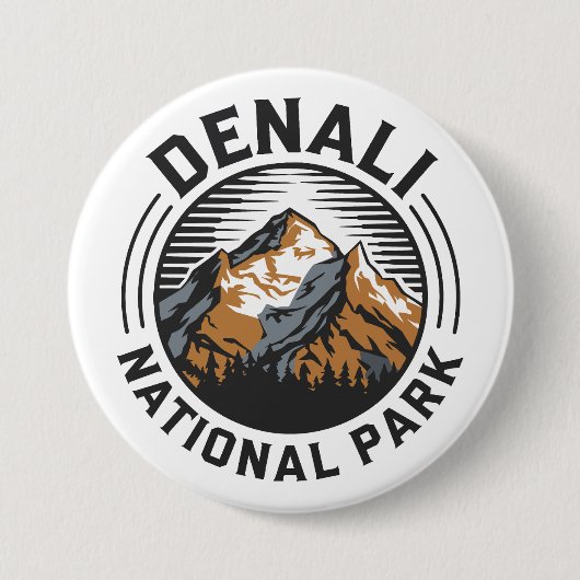 Badge Rond 7,6 Cm Le Parc national de Denali (Devant)