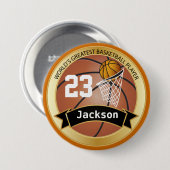 Badge Rond 7,6 Cm Le plus grand joueur de basket du monde (Devant & derrière)