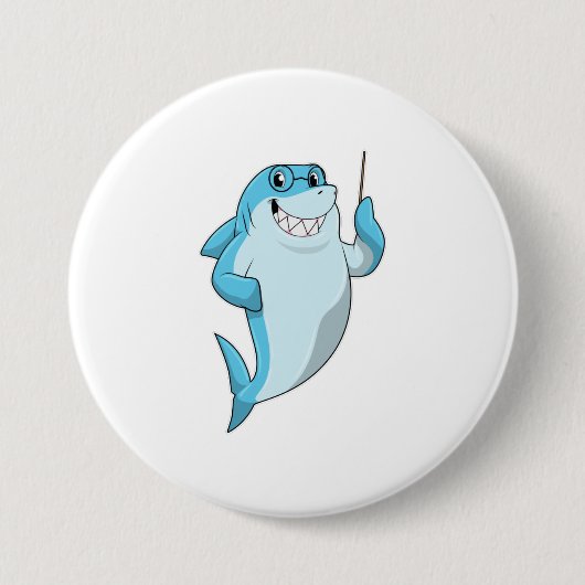 Badge Rond 7,6 Cm Le requin comme enseignant avec pointeur (Devant)