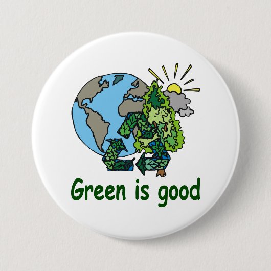 Badge Rond 7,6 Cm Le vert est bon bouton (Devant)