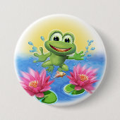 Badge Rond 7,6 Cm Leaping frog birthday (Devant)