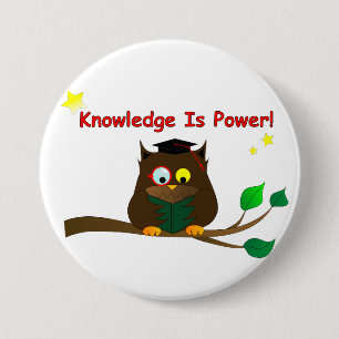 Badge Rond 7,6 Cm Lecture du hibou sage