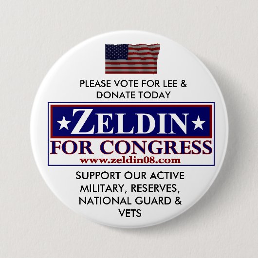 BADGE ROND 7,6 CM LEE ZELDIN POUR LE CONGRÈS (Devant)