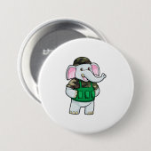 Badge Rond 7,6 Cm L'éléphant comme soldat avec uniforme et casque (Devant & derrière)