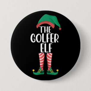 Badge Rond 7,6 Cm L'elfe golfeur Golf Famille assortie de Noël