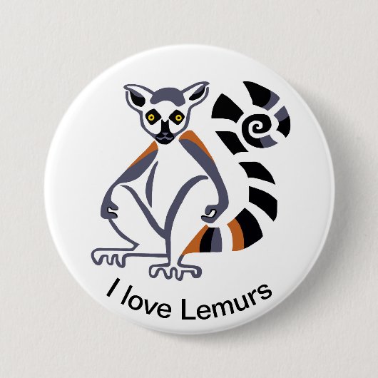 Badge Rond 7,6 Cm Lemur - bouton (Devant)