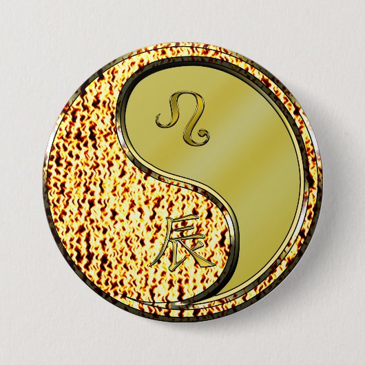 Badge Rond 7,6 Cm Léo & Dragon de Métal (Devant)