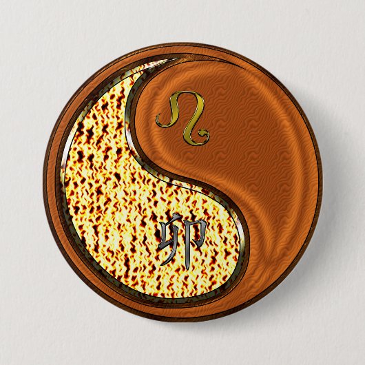 Badge Rond 7,6 Cm Léo & Lapin de bois (Devant)