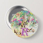 Badge Rond 7,6 Cm Léopard des neiges fleurs tropicales animal hawaïe (Devant & derrière)