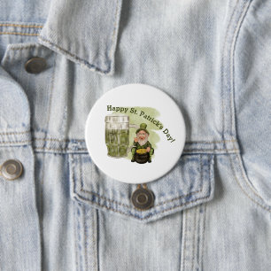 Badge Rond 7,6 Cm Leprechaun et Green Beer St. Patrick's Day