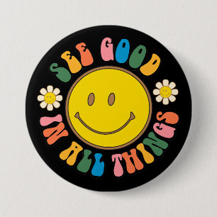 Badge Rond 7,6 Cm les années 70 Retro Hippie Sublimation Pack