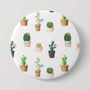 Badge Rond 7,6 Cm Les cactus succulents du désert vert dans les pot