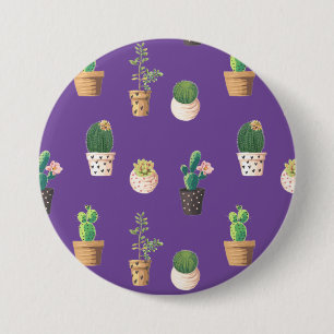 Badge Rond 7,6 Cm Les cactus succulents du désert vert dans les pots