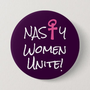 Badge Rond 7,6 Cm "Les femmes méchantes unissent ! "avec le symbole