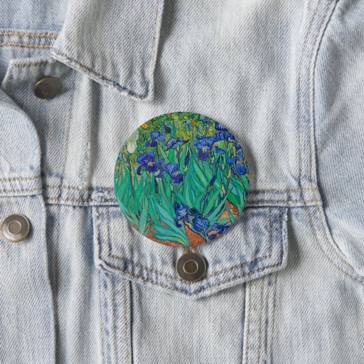 Badge Rond 7,6 Cm Les Irises de Van Gogh (En situation)