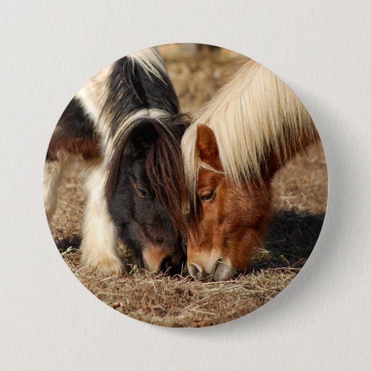 Badge Rond 7,6 Cm Les meilleurs amis ! Bouton avec deux poneys (Devant)