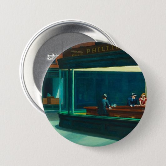 Badge Rond 7,6 Cm Les nuits Edward Hopper (Devant & derrière)