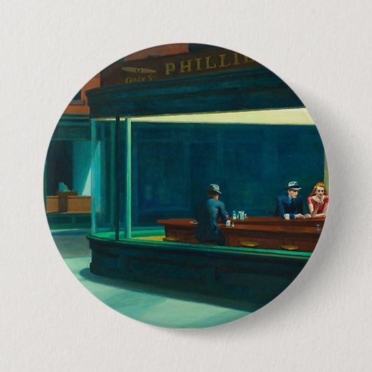 Badge Rond 7,6 Cm Les nuits Edward Hopper (Devant)