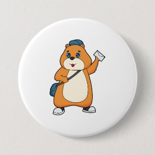Badge Rond 7,6 Cm Lettre hamster Postman
