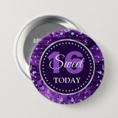 Badge Rond 7,6 Cm Lettres de sirène pourpre Motif et Parties scintil (Devant & derrière)