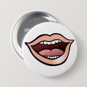 Badge Rond 7,6 Cm Lèvres Bouche Ouverte Dents Langue (Devant & derrière)