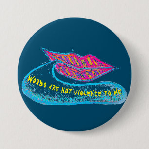 Badge Rond 7,6 Cm Lèvres roses et un mot balon ou langue