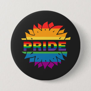 Badge Rond 7,6 Cm LGBT+Fierté amour. Arc-en-ciel fleur Magnet