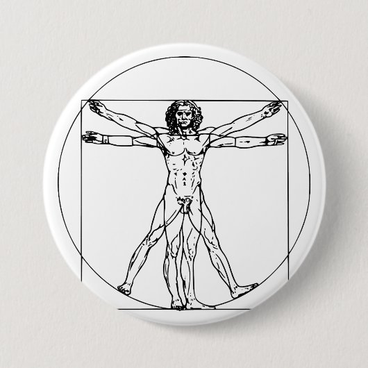 Badge Rond 7,6 Cm L'homme vitruvien de Da Vinci (Devant)