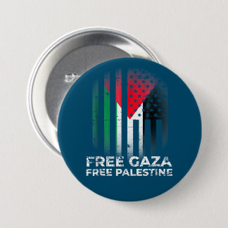 Badge Rond 7,6 Cm Libérer Gaza Palestine Vintage Drapeau palestinien