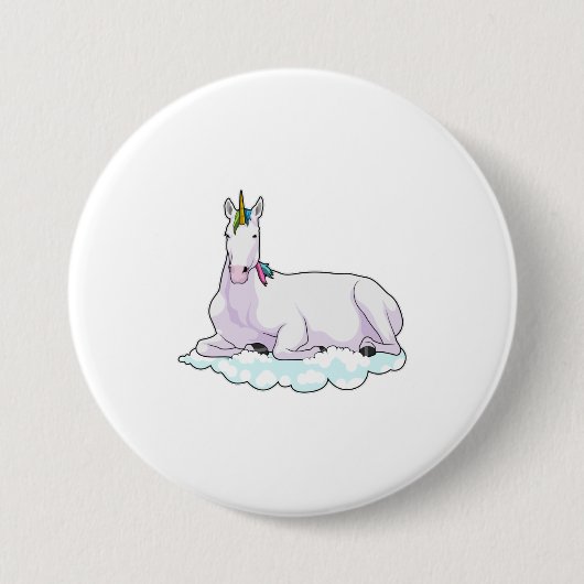 Badge Rond 7,6 Cm Licorne sur Nuage (Devant)