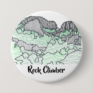 Badge Rond 7,6 Cm Ligne Dessin Rochers Montagnes Boutons d'escalade