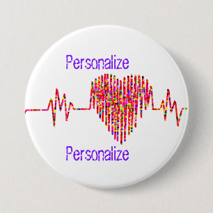 Badge Rond 7,6 Cm Ligne médicale de cœur ECG