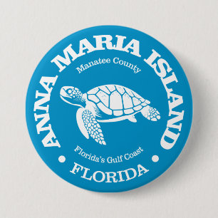 Badge Rond 7,6 Cm L'île Anna Maria (tortue de mer)