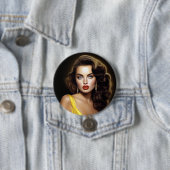Badge Rond 7,6 Cm Lina - Super Modèle Latina! (En situation)