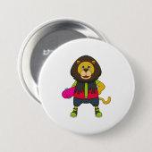 Badge Rond 7,6 Cm Lion as skater with skateboard (Devant & derrière)
