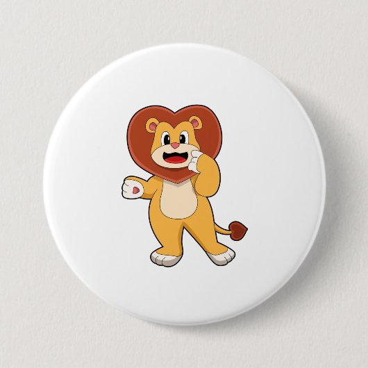Badge Rond 7,6 Cm Lion avec coeur (Devant)