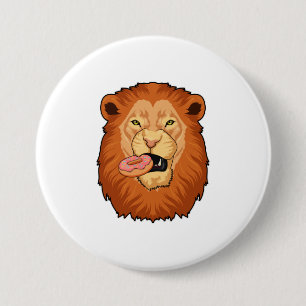 Badge Rond 7,6 Cm Lion avec Donut