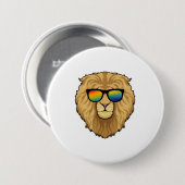Badge Rond 7,6 Cm Lion avec lunettes de soleil (Devant & derrière)