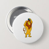 Badge Rond 7,6 Cm Lion avec peigne (Devant & derrière)