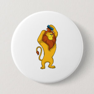 Badge Rond 7,6 Cm Lion avec peigne