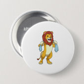 Badge Rond 7,6 Cm Lion avec serviette pour douche (Devant & derrière)