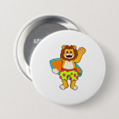 Badge Rond 7,6 Cm Lion comme surfer avec Surfer (Devant & derrière)