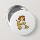 Badge Rond 7,6 Cm Lion dormant avec un oreiller (Devant & derrière)