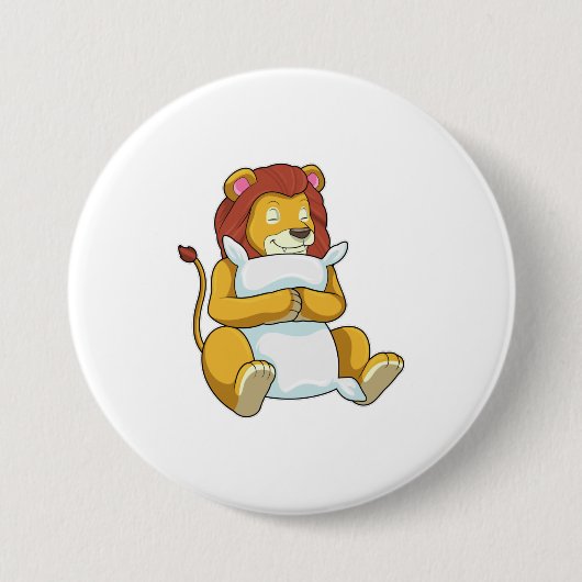 Badge Rond 7,6 Cm Lion dormant avec un oreiller (Devant)