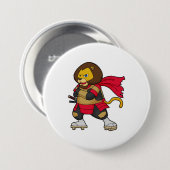 Badge Rond 7,6 Cm Lion en guerrier avec Cap (Devant & derrière)