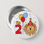Badge Rond 7,6 Cm Lion Face 2e anniversaire (Devant & derrière)