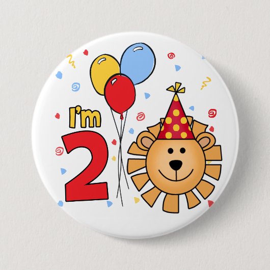 Badge Rond 7,6 Cm Lion Face 2e anniversaire (Devant)