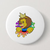 Badge Rond 7,6 Cm Lion roi avec couronne (Devant)