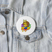Badge Rond 7,6 Cm Lion roi avec couronne (En situation)